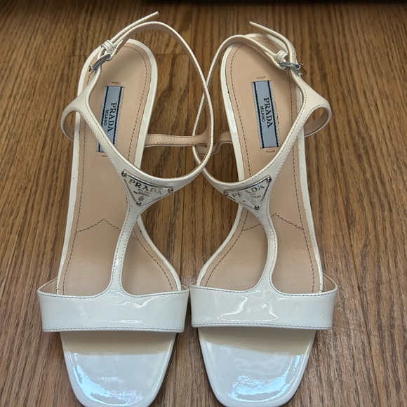 Prada White Kitten Heels Slingback Sandals - Picture 8 of 8
